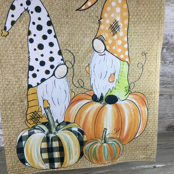 Fall Gnomes and Pumpkins Welcome Garden Flag - Picture 4 of 5